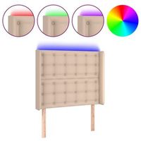 cabecero cama  panel de cabecera con led cuero sintetico capuchino 103x16x118128cm