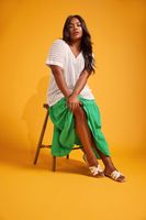 yours falda midi verde textura mujer curvy y tallas grandes yours