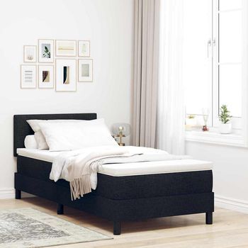 Vidaxl Cama Tipo Box Spring Con Tiras Led Negro 100 X 200 Cm Tela