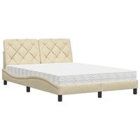 cama con colchon tela color crema 140x200 cm vidaxl