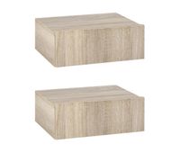 homcom juego de 2 mesitas de noche flotantes con cajon mesillas de noche dormitorio montado en la pared estilo moderno para sala de estar 40x30x15 cm madera natural