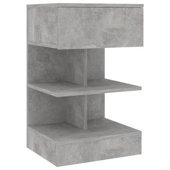 Mesita De Noche | Mesa Auxiliar | Mesilla De Aglomerado Gris Hormigón 40x35x65 Cm