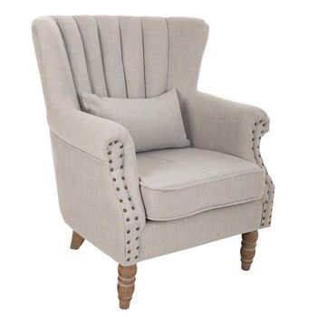 Sillón De Madera Tapizado Gris 73x59x43/87