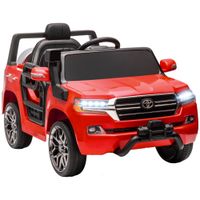 aiyaplay coche electrico para ninos de 3 anos toyota land cruiser con bateria 12v mando a distancia y musica mp3 rojo