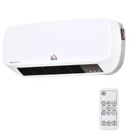 homcom calefactor electrico bajo consumo ptc 1000w2000w de bano con pantalla led ipx2 3 modos temporizador mando blanco   aosom espana