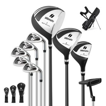 Costway Set con 9 Palos de Golf/Madera de Fairway/Híbrido/Hierros 6 7 8 9 y Bolsa de Transporte para Hombres Regalo Perfecto para Golfistas