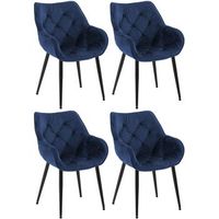 set de 4 sillas tanna de salon en terciopelo azul oscuro 62x58x83 cm clp