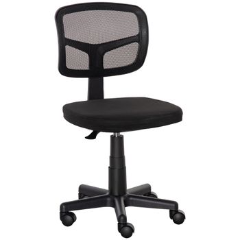 Vinsetto Silla Ergonomica de Oficina de Malla Giratoria con Altura Sin Brazos Ajustable Soporte Lumbar y Ruedas Negro   Aosom España