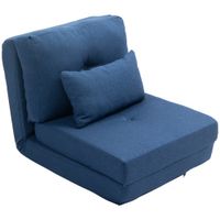 homcom sillon cama convertible sillon 1 plaza con 1 cojin con respaldo ajustable azul oscuro   aosom espana
