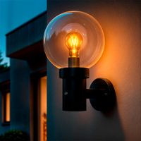 ledkia aplique de pared exterior acero inoxidable con sensor crepuscular optic negro