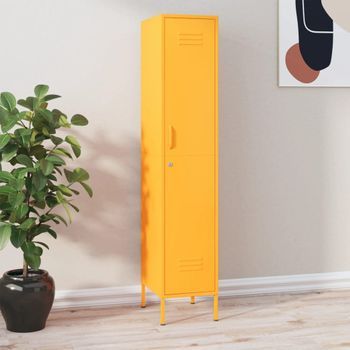 Armario De Almacenamiento | Armario Taquilla De Acero Amarillo Mostaza 35x46x180 Cm Cfw741618