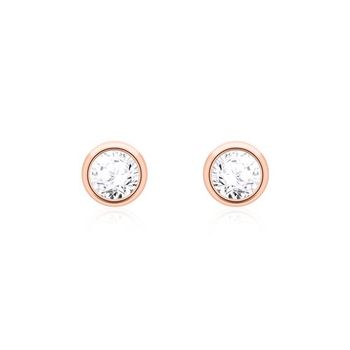 Pendientes de mujer de oro rosa 14 quilates con diamantes