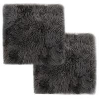 juego de 2 cojines de silla gris claro 40x40 cm piel de oveja autentica dec021288