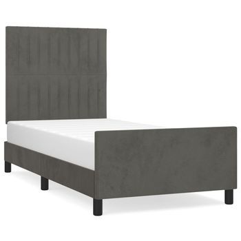 Estructura De Cama Sin Colchón Terciopelo Gris Oscuro 80x200 Cm Vidaxl