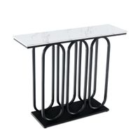 costway mesa de consola de marmol con almohadillas de pie ajustables estructura de metal kits antivuelco para sofa entrada 100 x 30 x 80 cm negro