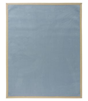 Craster - Alfombra lisa de lana - Color Azul - Borde Cenefa de Yute - 200x250