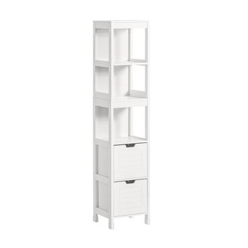 Armario alto de baño con 3 estantes y 2 cajones mdf blanco