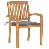 pack 2 uds sillas de jardin  silla de exterior  sillon con cojines madera maciza de teca gris