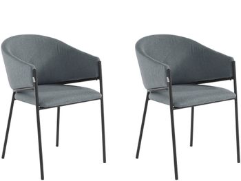 Juego de 2 sillas de comedor tapizadas en tela gris
