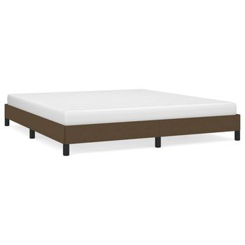 Estructura De Cama Tela Marrón Oscuro 180x200 Cm