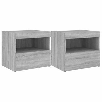 Mesitas De Noche Con Luces Led 2 Uds Gris Sonoma 50x40x45 Cm Vidaxl