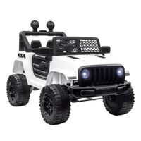 homcom coche electrico para ninos 3 anos todoterreno bateria 12v control remoto 100x65x72 cm blanco   aosom espana