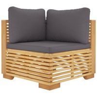 sofa esquina jardin  sofa de exterior con cojines gris oscuro madera maciza teca