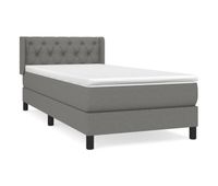 cama box spring con colchon tela gris oscuro 80x200 cm diseno de botones