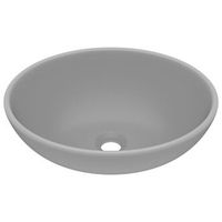 lavabo de lujo ovalado ceramica gris claro mate 40x33 cm vidaxl