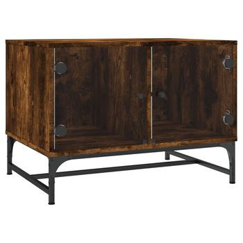Mesa De Centro Puertas De Vidrio Roble Ahumado 68,5x50x50 Cm Vidaxl