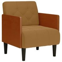 sillon con reposabrazos de terciopelo marron 55 cm cfw192901