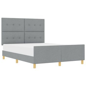 Estructura De Cama Con Cabecera Gris Claro 160 X 200 Cm Tela Vidaxl