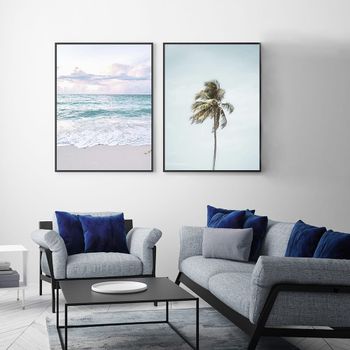 Set de 2 cuadros 149, marco premium chapado en roble, 50x70 cm