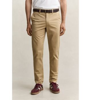Gant para hombre. 1501000 Pantalones chinos slim fit beige (36/32), Marrón, Casual, Algodón, Clásico