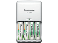 pilas recargables con cargador - panasonic bq-cc03 cargador de baterias para interior blanco