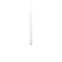 pequena lampara colgante led de metal blanco seccion redonda