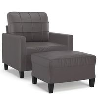 sillon de salon  silla  sillon con taburete cuero sintetico gris 60 cm