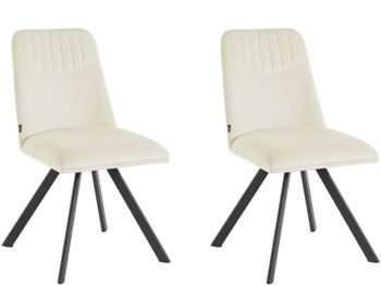 Juego de 2 sillas de comedor tapizadas en terciopelo blanco crema