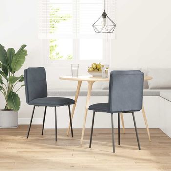 Sillas De Comedor 2 Unidades | Sillas De Cocina Terciopelo Gris Oscuro