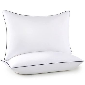 Juego De Almohadas De Satén A Rayas De 2 Piezas, Apto Para Dormir Boca Arriba, Boca Abajo Y De Lado, Para Un Uso Cómodo En El Hogar - Azul Oscuro, Una Sola Cara