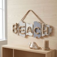 decoracion de pared envejecida madera y cuerda blanca 485x18 cm