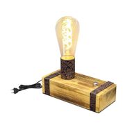 renard - lampara de mesa de madera color marron 20 cm e27