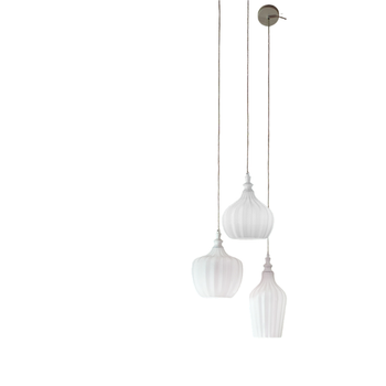 Cleofe - Lámpara Colgante De 3 Luces En Cristal Blanco Transparente Y Latón - 3xe27 Max 3x60w, Decorativa Estilo Vintage, Ip20