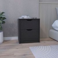 mesita de noche basilea en melamina con 2 cajones de rieles metalicos  negro  48 cm  x 41 cm  x 363 cm