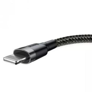 Cable USB A a Lightning Baseus Cafule 0,5 m 2,4 A Gris Negro