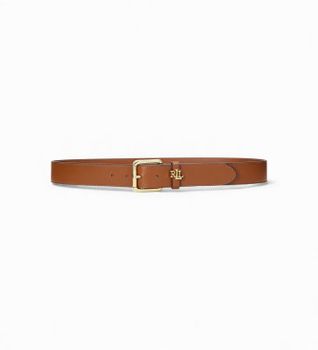 Lauren Ralph Lauren para mujer. 412968765002 Cinturón de piel con hebilla de logotipo marrón (M), Casual