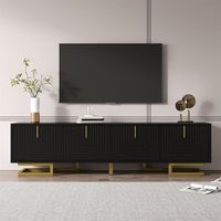 sweiko mueble para tv mueble bajo con puertas estructuradas mueble para tv tiradores dorados y patas doradas