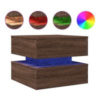mesa de centro con luces led marron roble 50x50x40 cm vidaxl