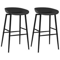 juego de 2 taburetes de bar con respaldo alto y bajo en pp negro y metal dec029400