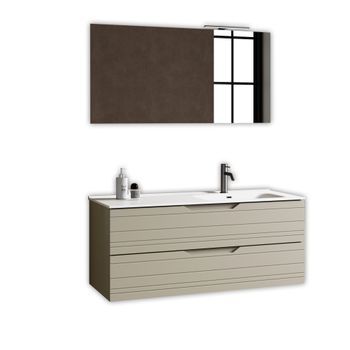 Composición Baño Lavabo Derecha 4 Piezas Solmira Topo Mate En Mdf